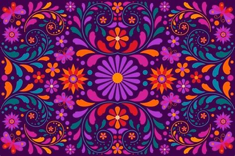 Free Vector Flat Design Colorful Mexican Background Folk Art