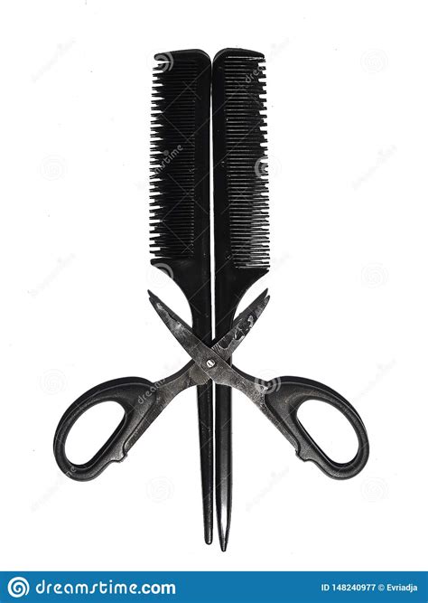 Scissors And Comb Isolated On White Background Stock Image Image Of