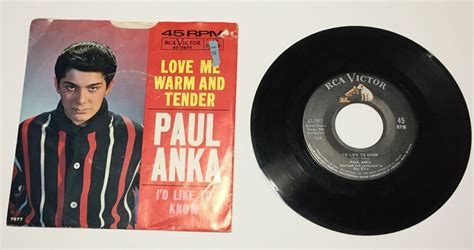 Paul Anka Love Me Warm And Tender 45 Rpm Ebay