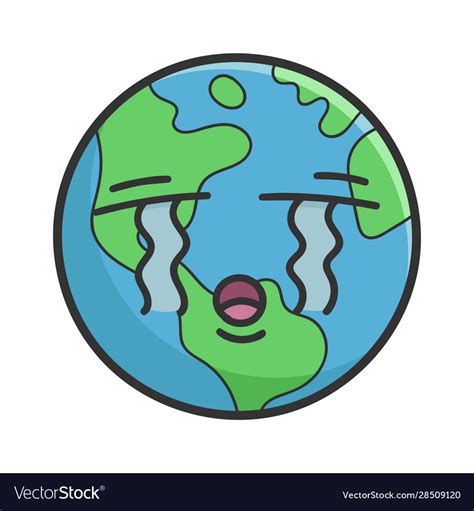 Crying Planet Earth Cartoon Royalty Free Vector Image