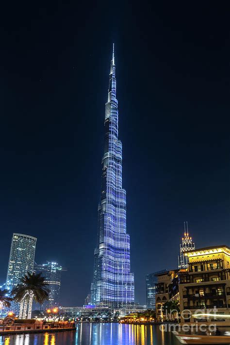 Burj Khalifa In Dubai At Night Photograph By Delphimages Photo