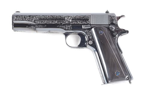 M Colt Government Model Semi Automatic Pistol Engraved By Colt Master