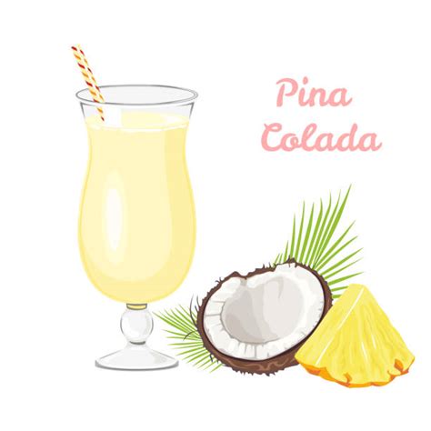 Coconut Pina Colada On The Beach Illustrations Royalty Free Vector