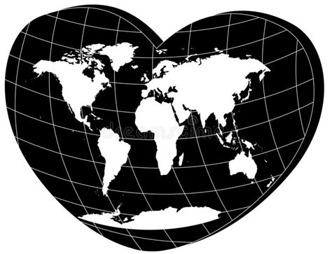 White World Map On Green Heart Globe Stock Vector Illustration Of