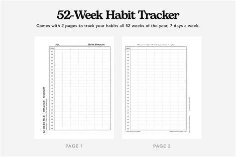 52 Week Habit Tracker Printable Businessbloom