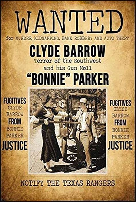 Bonnie Parker Clyde Barrow Novelty Metal Wanted Poster Etsy