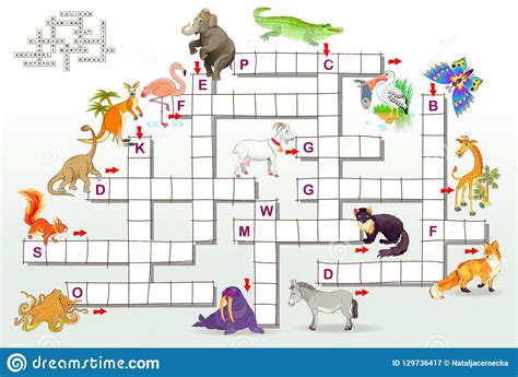 Educativo Crucigrama Par Niños En Español Crucigrama Animales