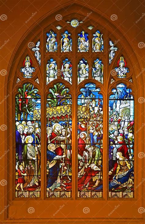 Stain Glass Window Depicting The Triumphant Entry Of Jesus Into