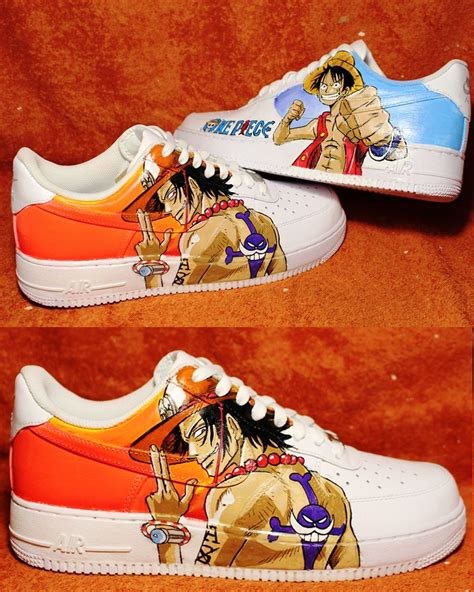 One Piece Luffy X Ace Air Force 1 Custom Anime Custom Shoes Holiday