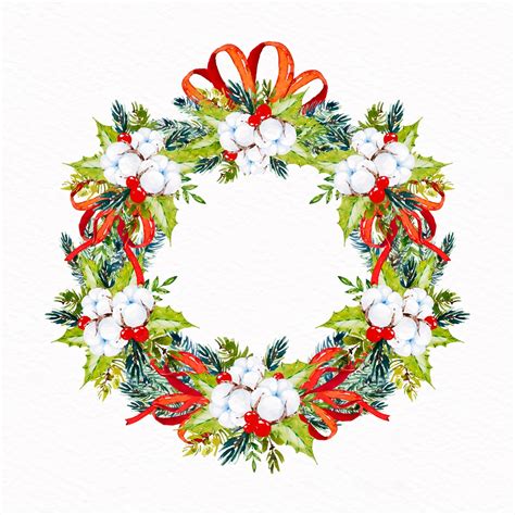 Free Vector Watercolor Christmas Wreath Concept