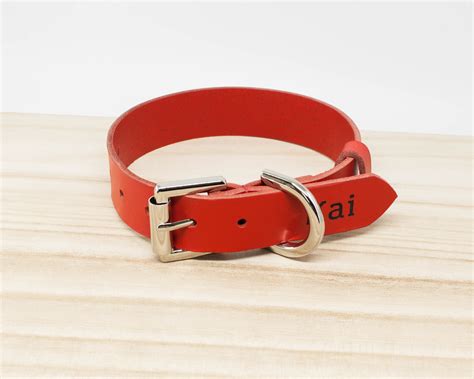 Red Leather Dog Collar Classic Leather Dog Collars Canine Etsy