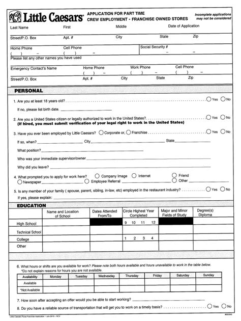 Little Caesars Online Application Form Printable - Printable Forms Free gambar png