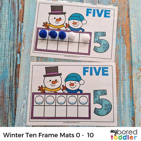 Winter Snowman Ten Frame Counting Mats My Bored Toddler