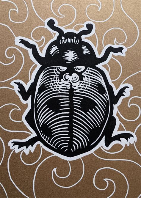Lady Bug By Anita Hagan Original Linocut Linoleum Block Etsy