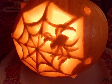 Pumpkin Carving Spider Web Sculpture Sur Potiron Toile Daraignée