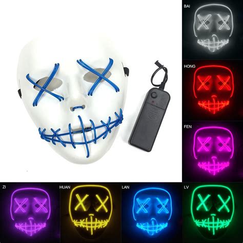 S Light Up Purge Mask Stitched El Wire Led Halloween Cos Shopee
