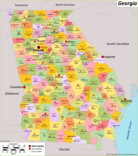 Ga State Map With Cities Oconto County Plat Map