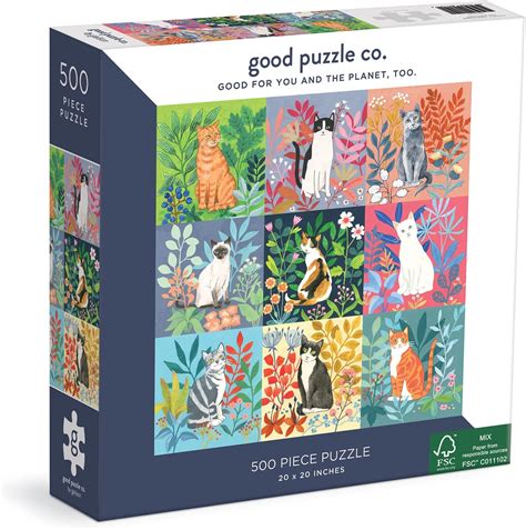 Galison Good Puzzle Co Cats And Flowers 500 Piece Jigsaw Puzzle1 Ea