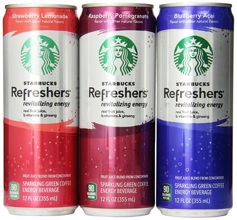 Starbucks Refreshers 3 Flavor Variety Pack 12 Ounce Slim Cans 12