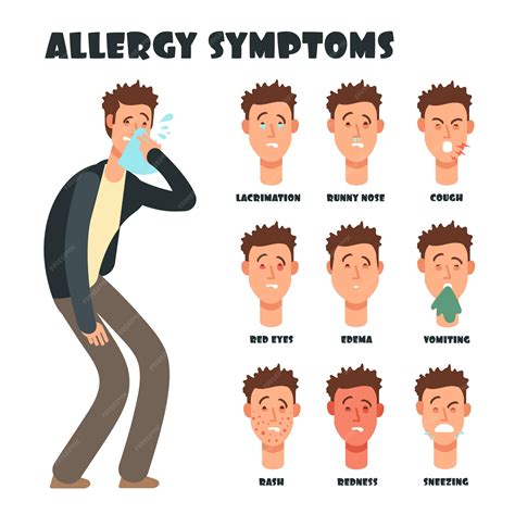 Premium Vector Allergy Symptoms With Sneezing Cartoon Man Medical