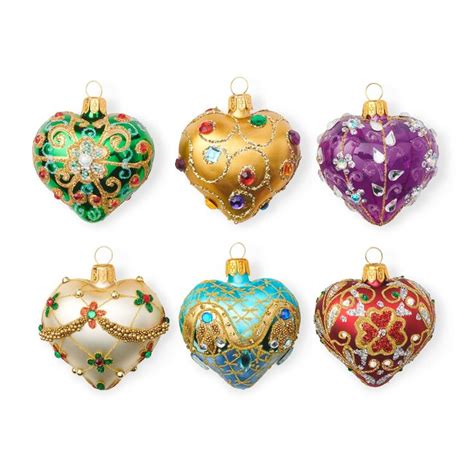 Mini Hearts Ornaments Set Of 6 In 2022 Heart Ornament Christmas