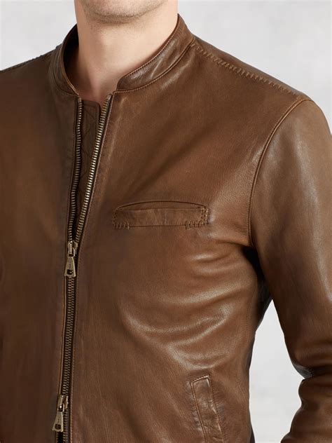 Lyst John Varvatos Repair Stitch Leather Jacket In Brown For Men