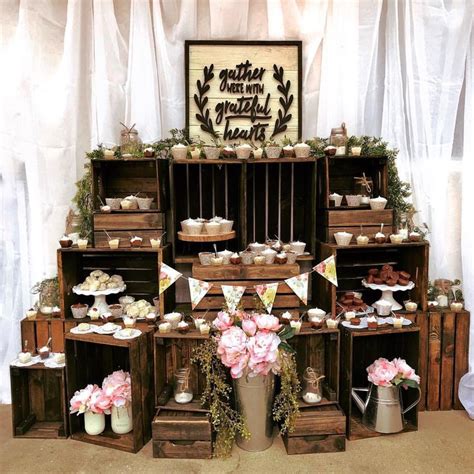 rustic dessert pastry table display with wooden crates desserts pastries … rustic wedding