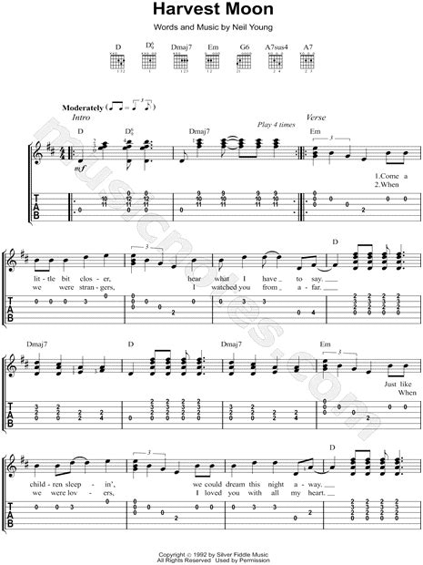 Neil Young Harvest Moon Chords