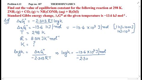 Find Out The Value Of Equilibrium Constant For The Following Reaction