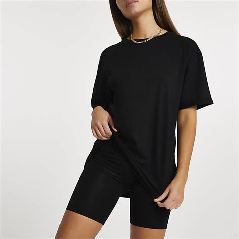 Black Oversized T Shirt And Cycling Shorts River Island