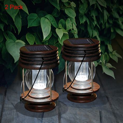 Solar Hanging Lights 2 Pack Outdoor Solar Retro Hanging Garden