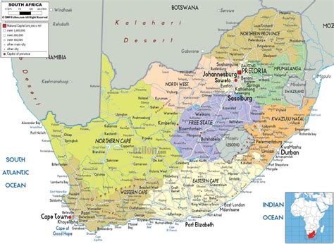Large Political And Administrative Map Of South Africa With Roads