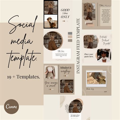19 Posts Templates For Instagram Canva Aesthetic Theme Etsy