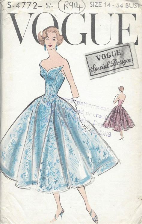 1950s Vintage Vogue Sewing Pattern B34 Dress R914 Vogue Etsy