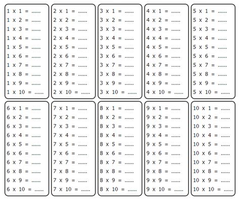 Tabuada Para Imprimir Tabuada Multiplicação Para Completar Math
