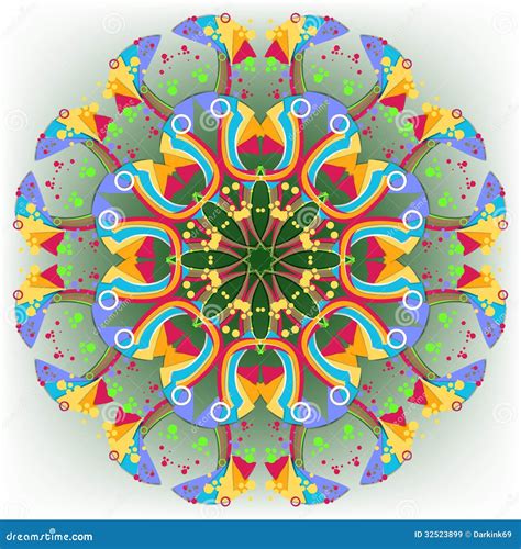 Abstract Circular Pattern Of Multicolored Geometric Stock Illustration