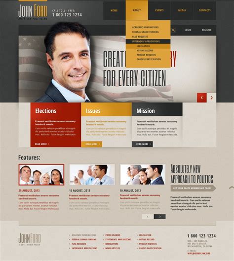 Demo For Political Candidate Responsive Website Template 44574