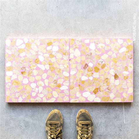 Bespoke Terrazzo Tiles With Bright Pink Background And Salmon Marble