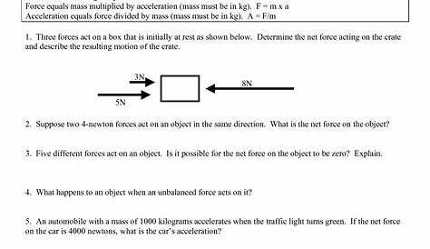 14 Best Images of Newton's Second Law Of Motion Worksheet - Newton's