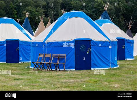 Large High End Glamping Tents At An Outdoor Festival Uk Stock Photo Alamy