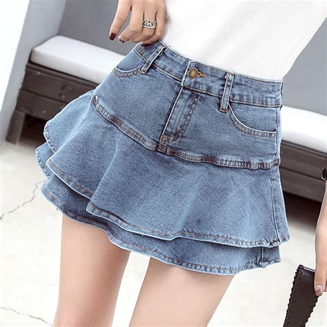 Buy Plus Size Mini Jean Skirts Summer Womens Sexy High Waist Denim Skirt Female