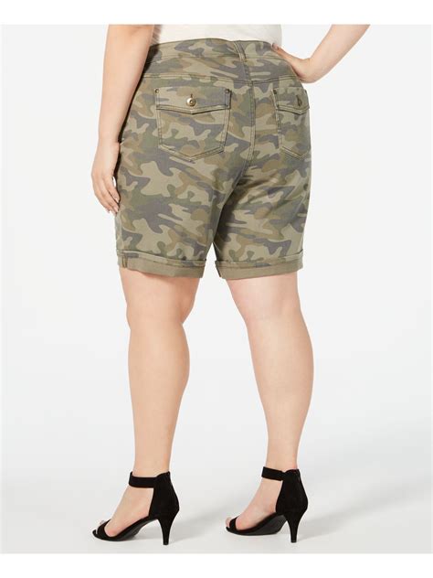 Style And Company 39 Womens New Green Mid Rise Camouflage Casual Shorts