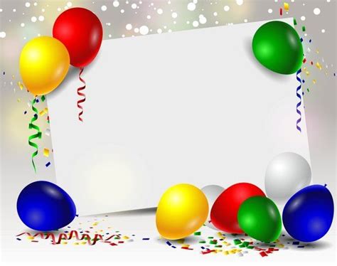 Birthday card with colored balloons and blank paper vector 01 - https
