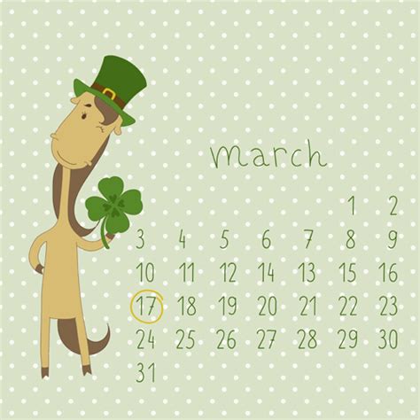 Cute Cartoon March Calendar Design Vector Free Download