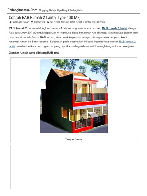 Download rab rumah tipe 45.pdf. Contoh RAB Rumah 2 Lantai Type 100