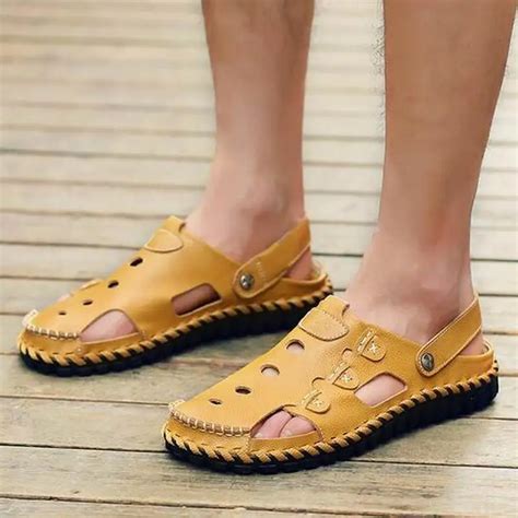 Nice Men Sandals Slippers Genuine Leather Outdoor Casual Men Summer