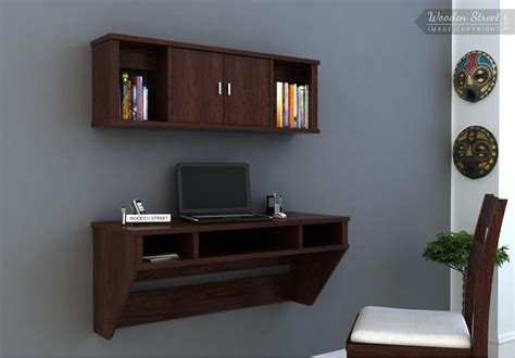 Buy Canyon Wall Mount Study Table With Shelf Walnut Finish Online In