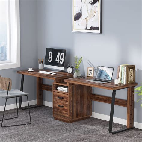 Tribesigns Two Person Desk Double Computer Desk With Storage