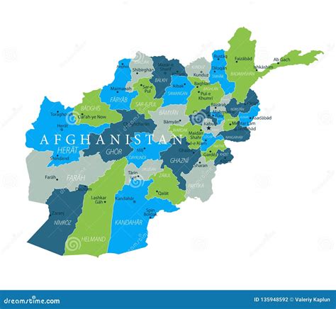 Afghanistan Highly Detailed Physical Map Cartoon Vector Cartoondealer