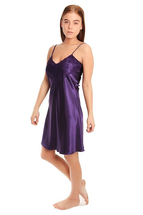 Womens Satin And Deep Lace Long Or Short Chemise Negligee Nightdress Nightie 10 28 Ebay